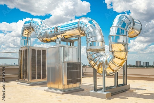 On the roof of the building, there is an industrial air conditioning system of considerable size