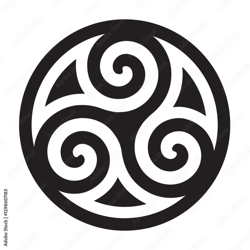 TRISKEL DANS CERCLE SYMBOLE BRETAGNE V2 - Illustration vectorielle