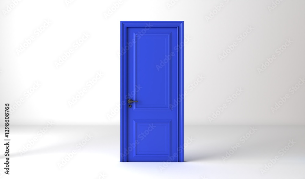 Closed blue door on white background. We are hiring concept. Closed blue door on white background. We are hiring concept.