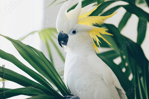 Cockatoo with a raised crest, captured on white to emphasize personality