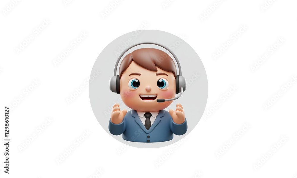 Ultra-Realistic 3D Render of a Cartoon Customer Support Icon on Pure White Background Ultra-Realistic 3D Render of a Cartoon Customer Support Icon on Pure White Background