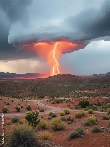 Tornado Eruption in Desert Landscape
