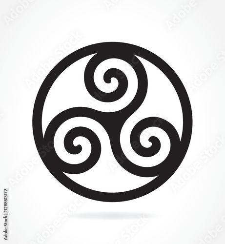 TRISKEL DANS CERCLE SYMBOLE BRETAGNE MISE EN SCENE V1 - Illustration vectorielle