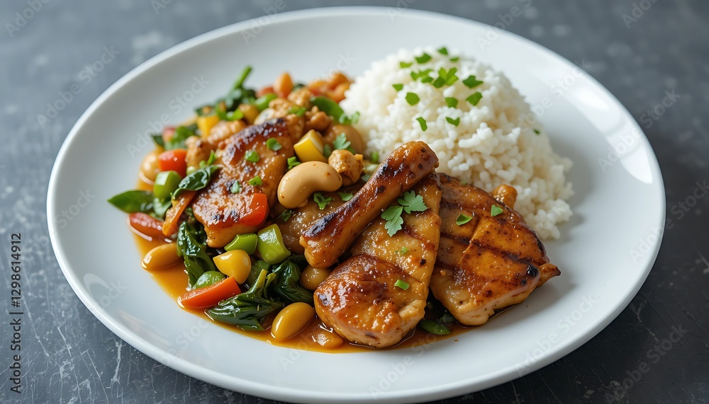Grilled Chicken with Rice and Vegetable Stir-Fry Grilled Chicken with Rice and Vegetable Stir-Fry