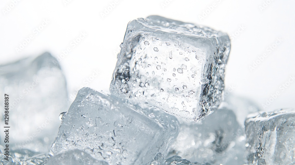 Close-up of ice cubes, melting, on white background; for drinks Close-up of ice cubes, melting, on white background; for drinks
