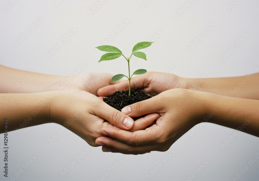 Hands Offering a Small Green Plant Hands Offering a Small Green Plant