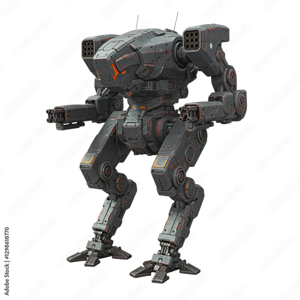 A detailed illustration of a highly advanced, futuristic war machine, prominently featured against a transparent background A detailed illustration of a highly advanced, futuristic war machine, prominently featured against a transparent background