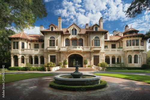 Florida Mansion. Classy and Expensive Dream Family Dwelling in Green Setting