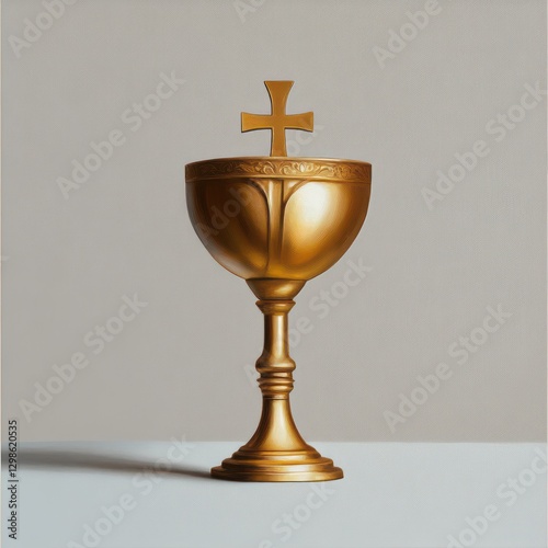 A golden chalice filled with wine symbolizes the Eucharist and the sacrifice of Jesus, embodying spiritual unity and faith during sacred Christian rituals