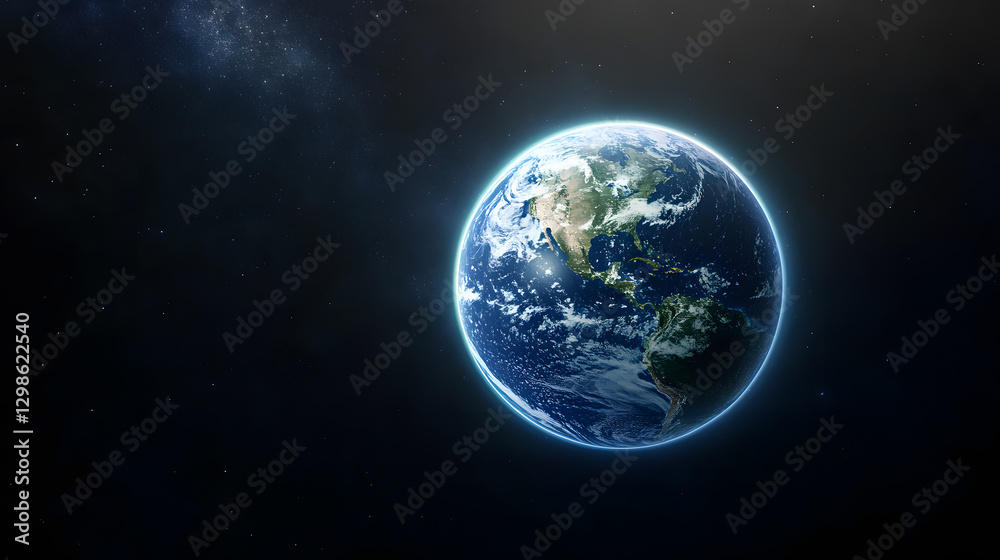 Obraz premium Glowing Earth with abstract network connections and futuristic space technology concept in deep space