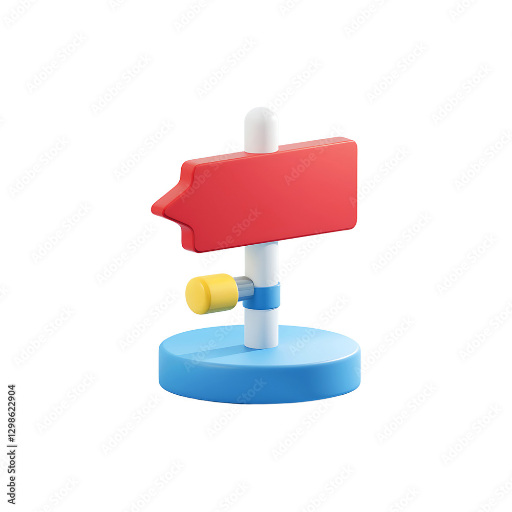 Playful 3D Signpost with Colorful Elements on Blue Background Playful 3D Signpost with Colorful Elements on Blue Background