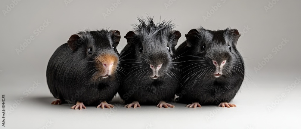 Fototapeta premium three cute guinea pigs looking at the camera