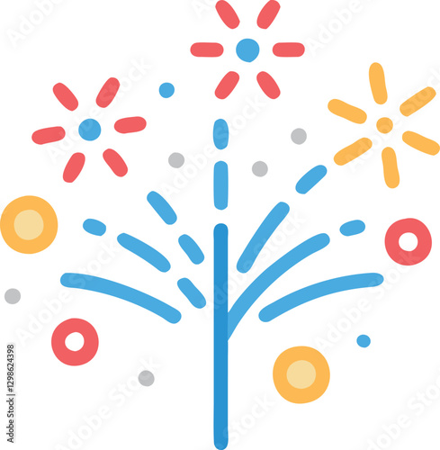 Colorful Fireworks Illustration on White Background