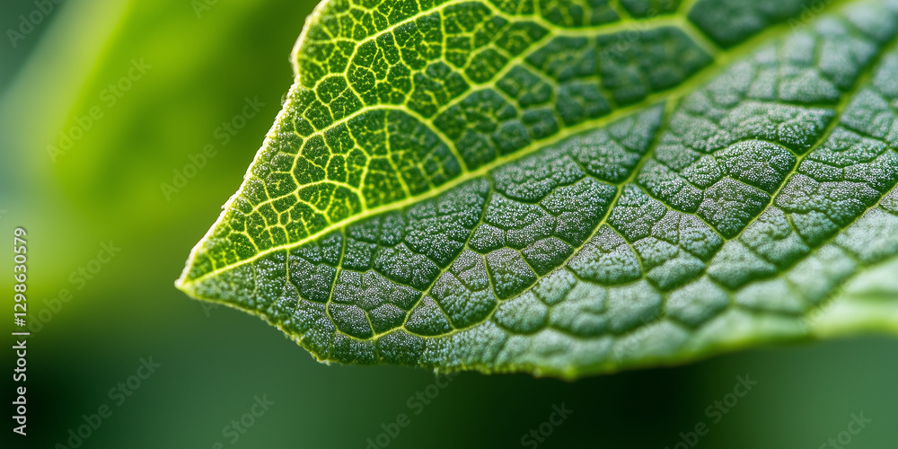Detailed macro shot of a vibrant green leaf showing veins and textured surface. Detailed macro shot of a vibrant green leaf showing veins and textured surface.