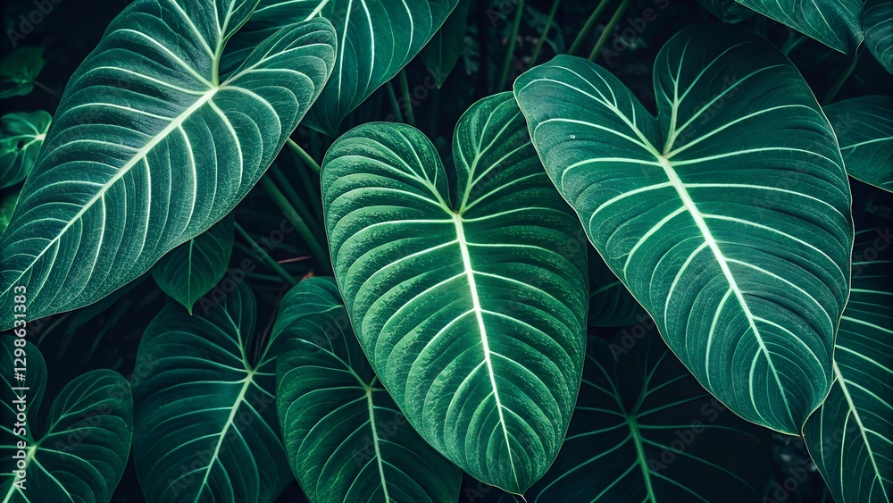 Lush Tropical Foliage, Green Leaves Texture Lush Tropical Foliage, Green Leaves Texture