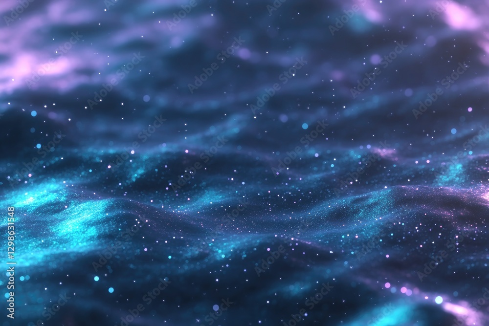 Naklejka premium Ethereal water surface illuminated by colorful lights creates me