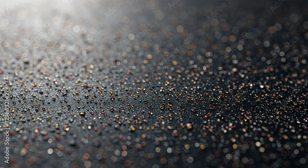Sparkling Speckles on Black Surface: A macro shot of a dark, textured surface shimmering with countless tiny reflective speckles. Sparkling Speckles on Black Surface: A macro shot of a dark, textured surface shimmering with countless tiny reflective speckles.
