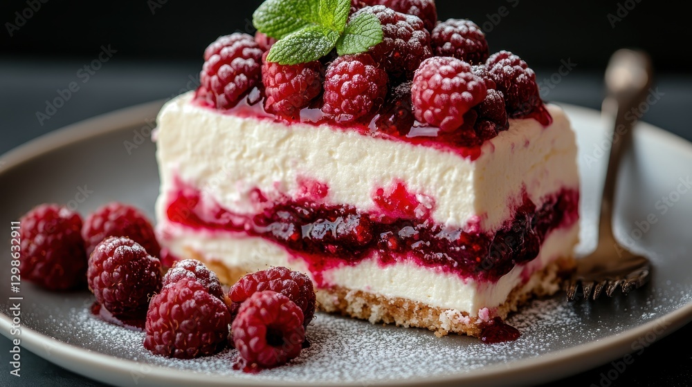 A stunning raspberry cake featuring rich layers of cream and a berry topping, perfect for dessert lovers seeking a visual delight that tantalizes the taste buds. A stunning raspberry cake featuring rich layers of cream and a berry topping, perfect for dessert lovers seeking a visual delight that tantalizes the taste buds.