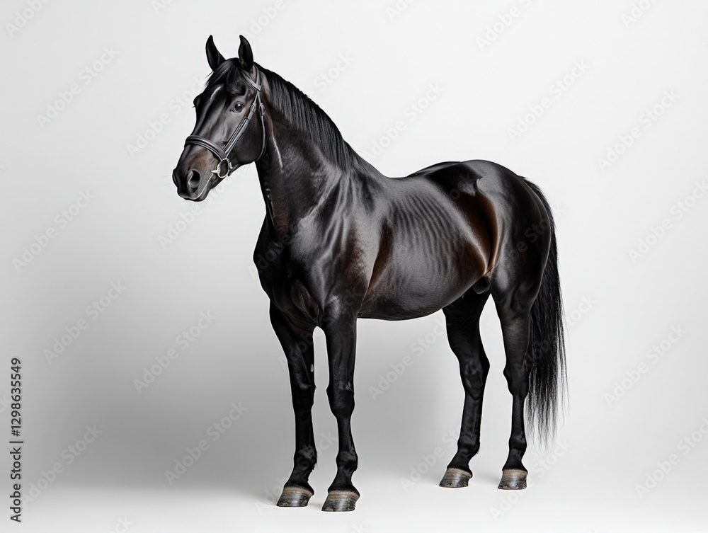 Obraz premium A stunning black horse standing in a studio