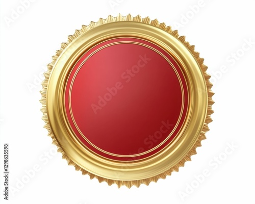 Gold Foil Seal. Red Stamp Quality Certificate Isolated on white background photo