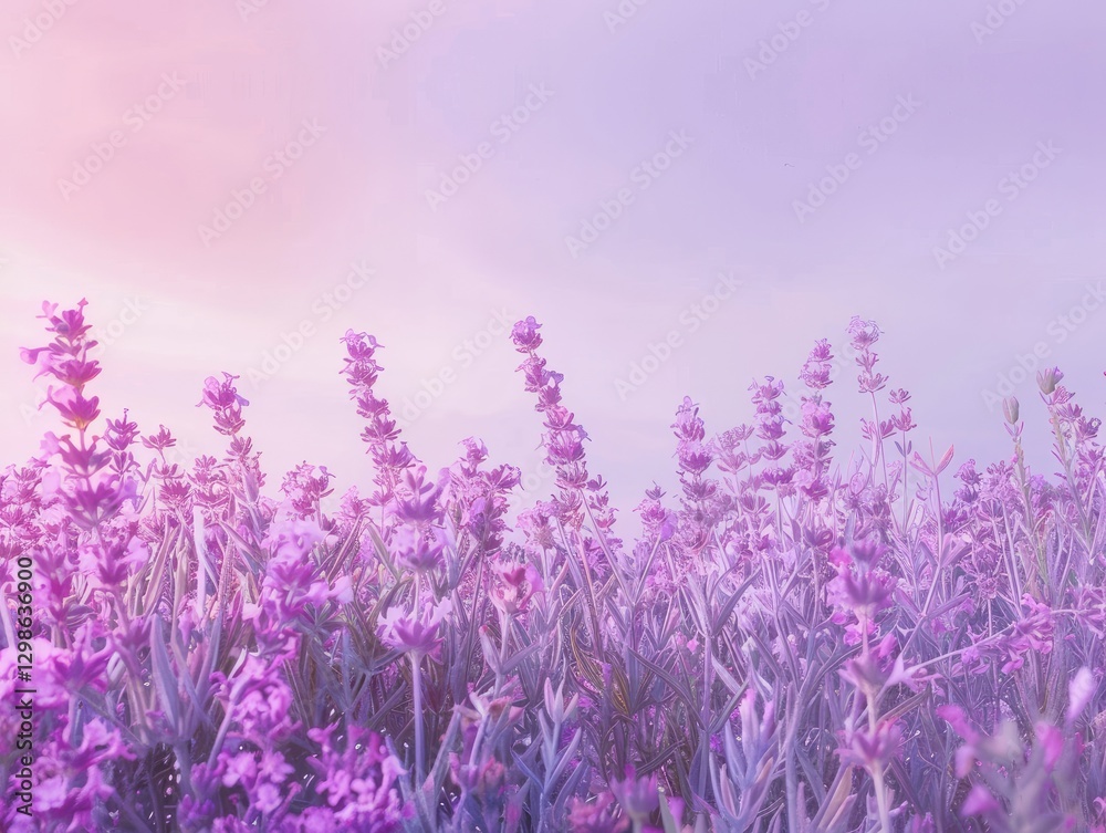 Fototapeta premium Aromatic dreamscape, Lavender field bathed in soft ethereal light