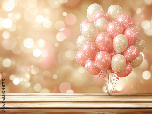 Greeting poster background with colorful balloons photo