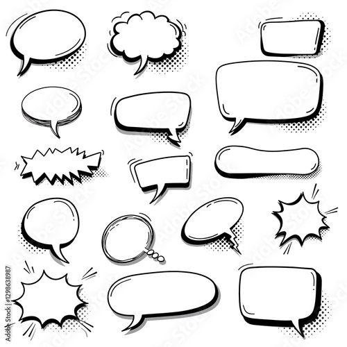 empty comic speech bubbles isolated