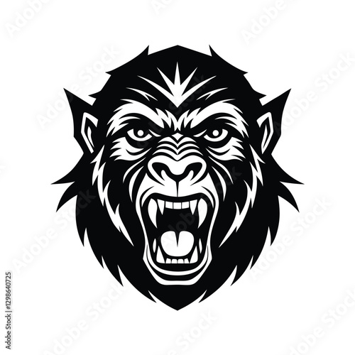 Ape Head Silhouette Vector Design