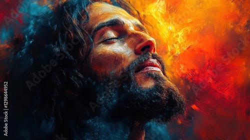 Minimalistic Portrait of Jesus With Soft Halo and Abstract Warmth