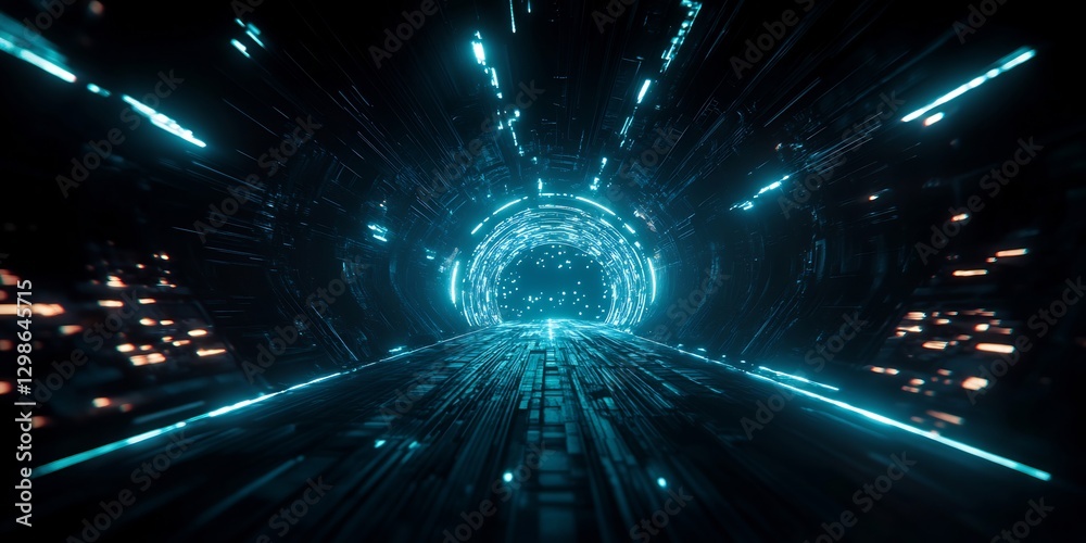 Fototapeta premium soft-glowing AI holographic energy web neon trails