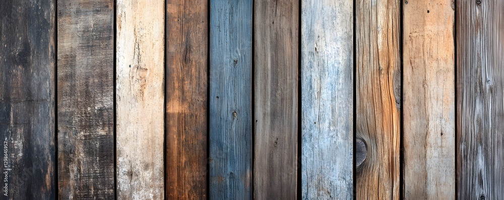 Wooden planks of various colors create a textured background Wooden planks of various colors create a textured background