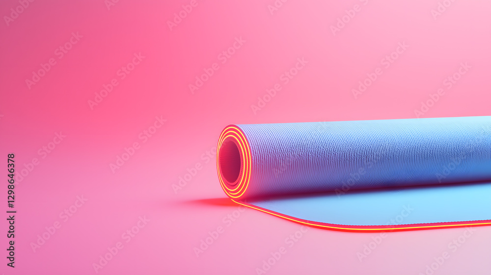 Yoga mat roll indoor studio product display minimalist space close-up view fitness and wellness concept Yoga mat roll indoor studio product display minimalist space close-up view fitness and wellness concept