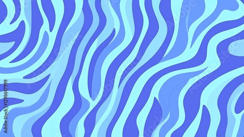 A flowing, abstract pattern of blue and light blue stripes creating a wavy texture, reminiscent of ocean waves or fluid movements.