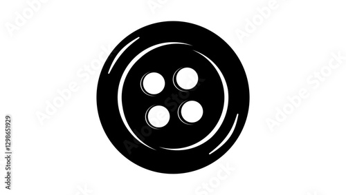 Sewing Button, black isolated silhouette