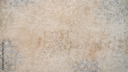 Bild auf Leinwand Old brown gray rusty vintage worn shabby patchwork motif tiles stone concrete cement wall texture background banner