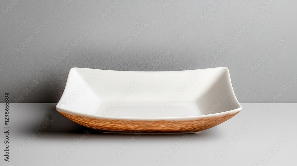 This image features an elegant white serving plate with a wooden base design, highlighting its modern and stylish aesthetic suitable for fine dining and culinary presentations. This image features an elegant white serving plate with a wooden base design, highlighting its modern and stylish aesthetic suitable for fine dining and culinary presentations.
