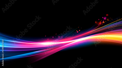 Vibrant Light Streaks on Black Background – Abstract Motion Flow