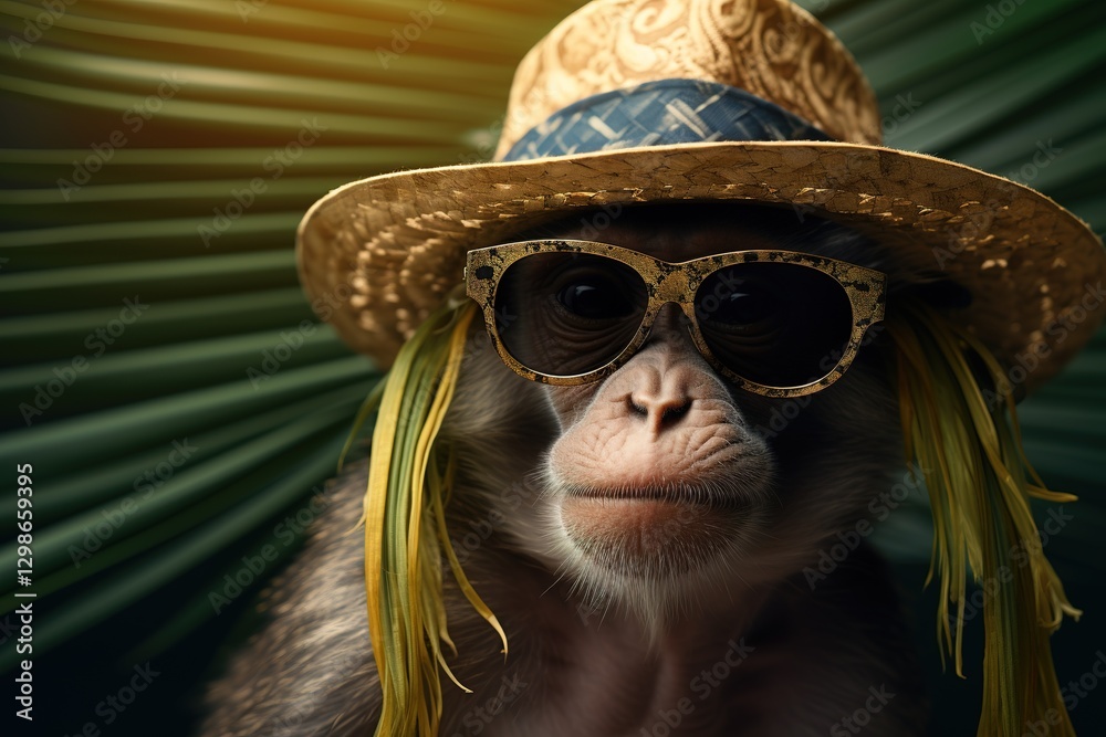 portrait of a monkey in a hat portrait of a monkey in a hat