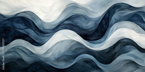 Abstract waves in cool tones, creating a tranquil and calming visual experience.
