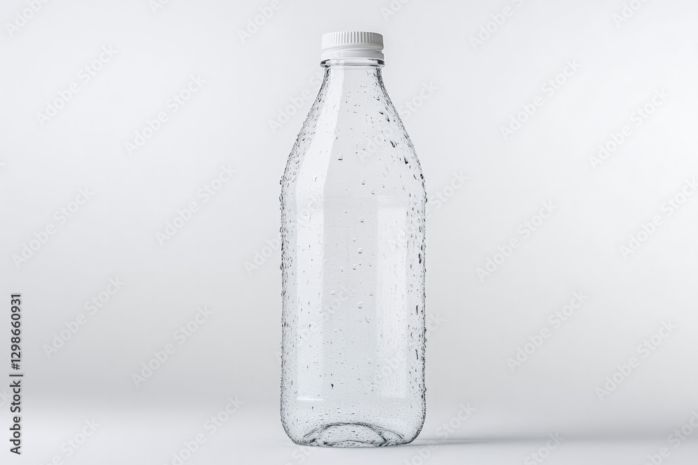 Transparent bottle with condensation highlights freshness and pu Transparent bottle with condensation highlights freshness and pu