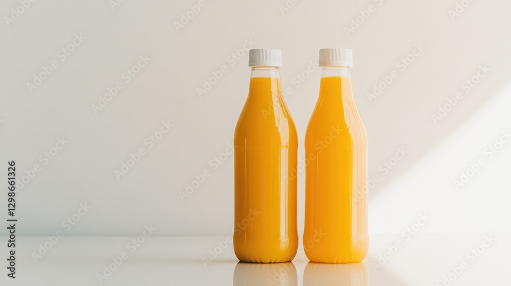 Bright orange beverage bottles showcase refreshing contents, ill Bright orange beverage bottles showcase refreshing contents, ill