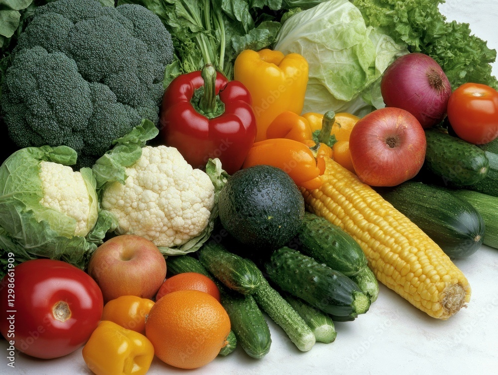 Fresh Vegetables and Fruits Composition, Healthy Food for Dieting and Eating Fresh Vegetables and Fruits Composition, Healthy Food for Dieting and Eating