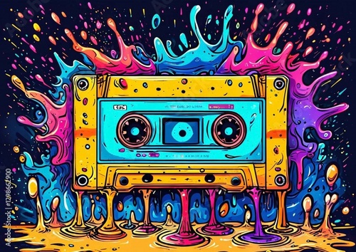 vector color background with music cassette