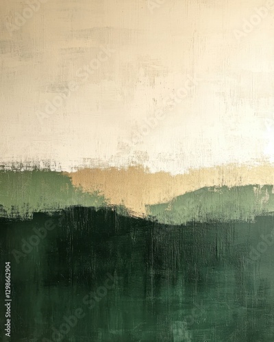 This artwork features abstract, textured landscapes that blend earthy greens with soft sandy hues, creating a serene and modern ambiance perfect for relaxation and inspiration