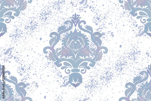 Damask seamless watercolor pattern element. Vector classical luxury old fashioned damask ornament, vintage seamless texture for wallpapers, textile.