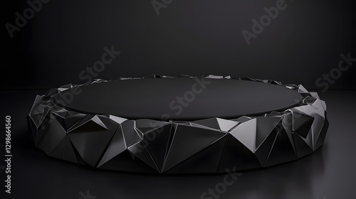 Abstract Black Geometric Platform Podium Display