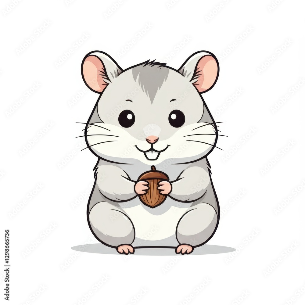 Cartoon happy Fluffy Hamster: A small hamster with round ears and a tiny nose Cartoon happy Fluffy Hamster: A small hamster with round ears and a tiny nose