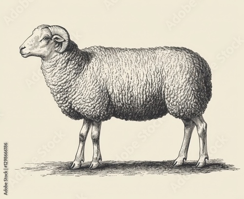 Detailed Illustration of Sheep