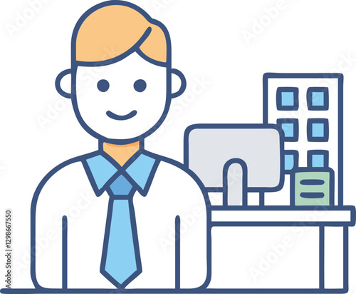 Professional Office Worker Illustration for Business and Corporate Themes.