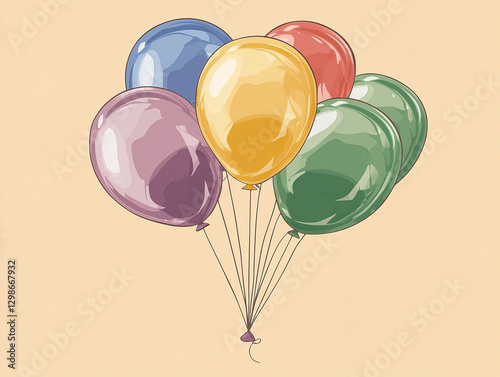 Bright celebration background with balloons for poster photo